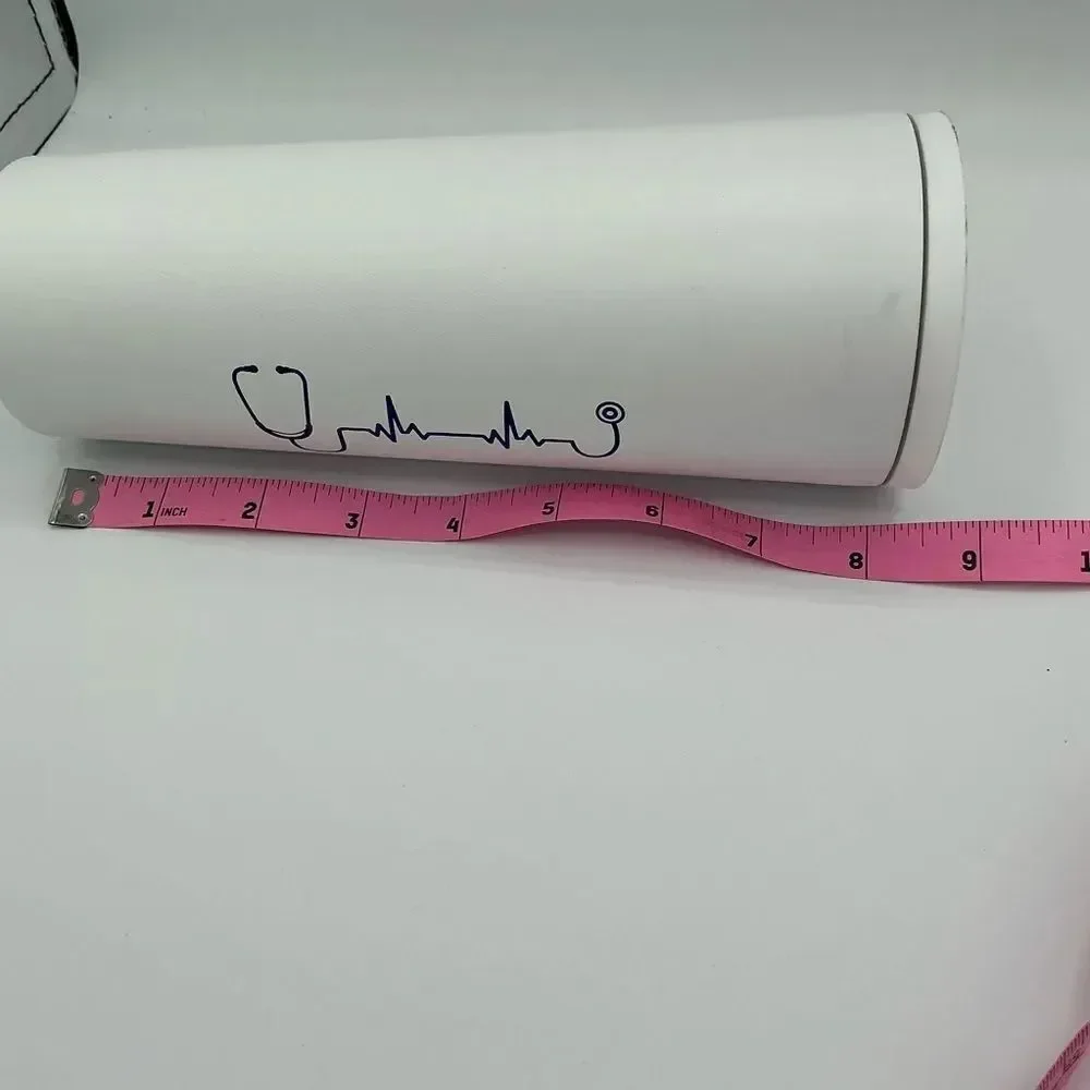 White Tumbler with Stethoscope Design New